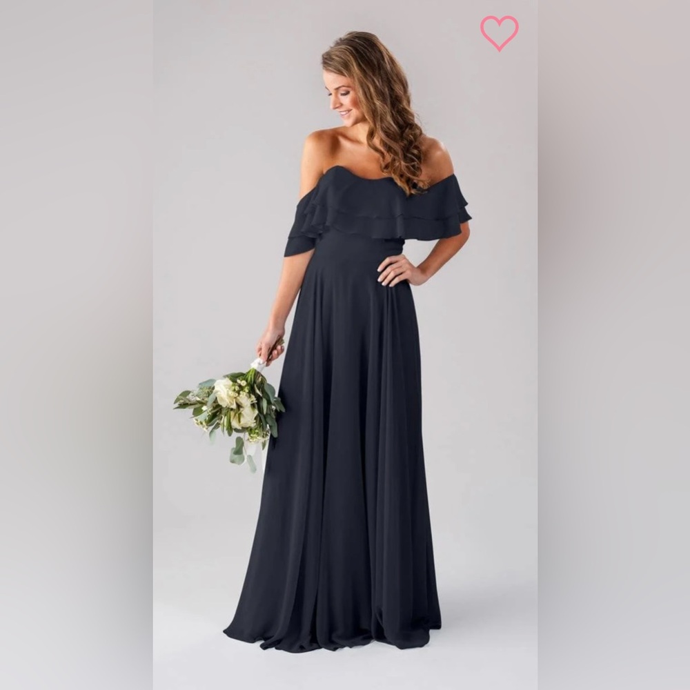 NWT Kennedy Blue Allison Navy Chiffon off the shoulder bridesmaid dress - Size 0